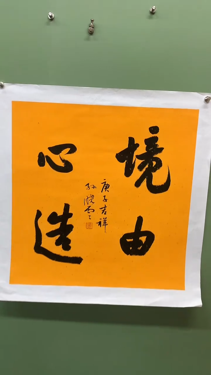 竖款精品四尺斗方书法，境由