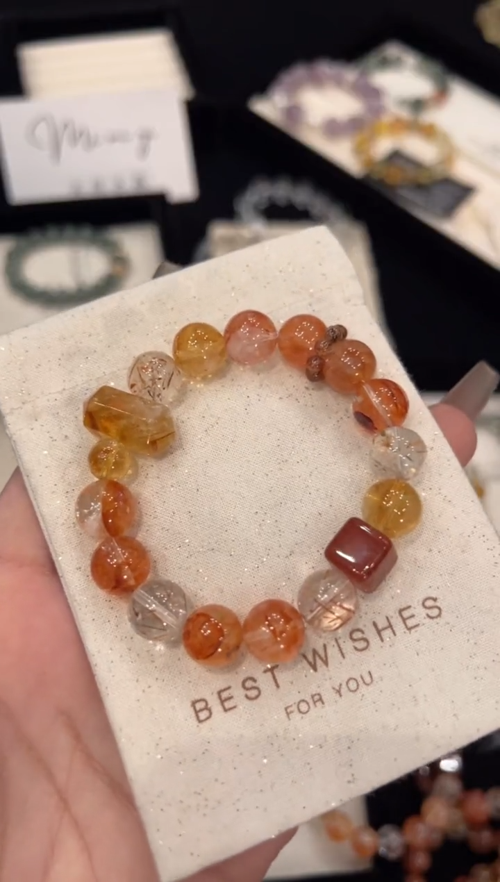 【闪购商品】水晶手链合金红胶花手链x1437