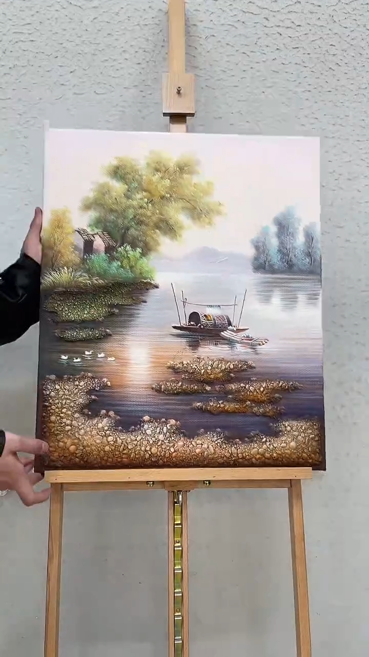 油画石子画-油画麻布-约 50-60厘米-12