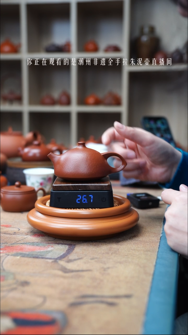 【闪购商品】紫砂茶壶汉瓦110cc全手拉鱼籽朱泥