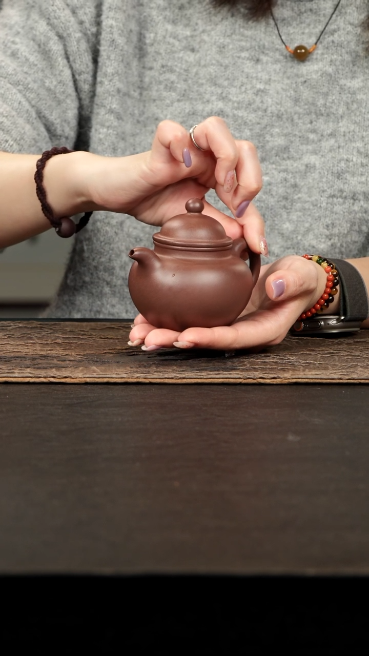 茶壶紫砂淼桂花紫泥掇球180cc
