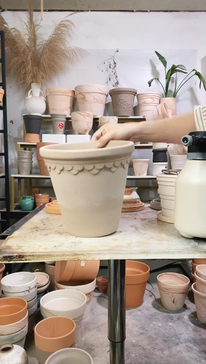 瑕疵无售后25*23灰陶巴洛克 1盆无托