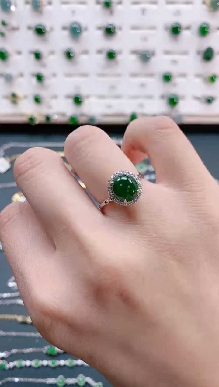 【闪购商品】翡翠戒指银S925镶嵌天然翡翠