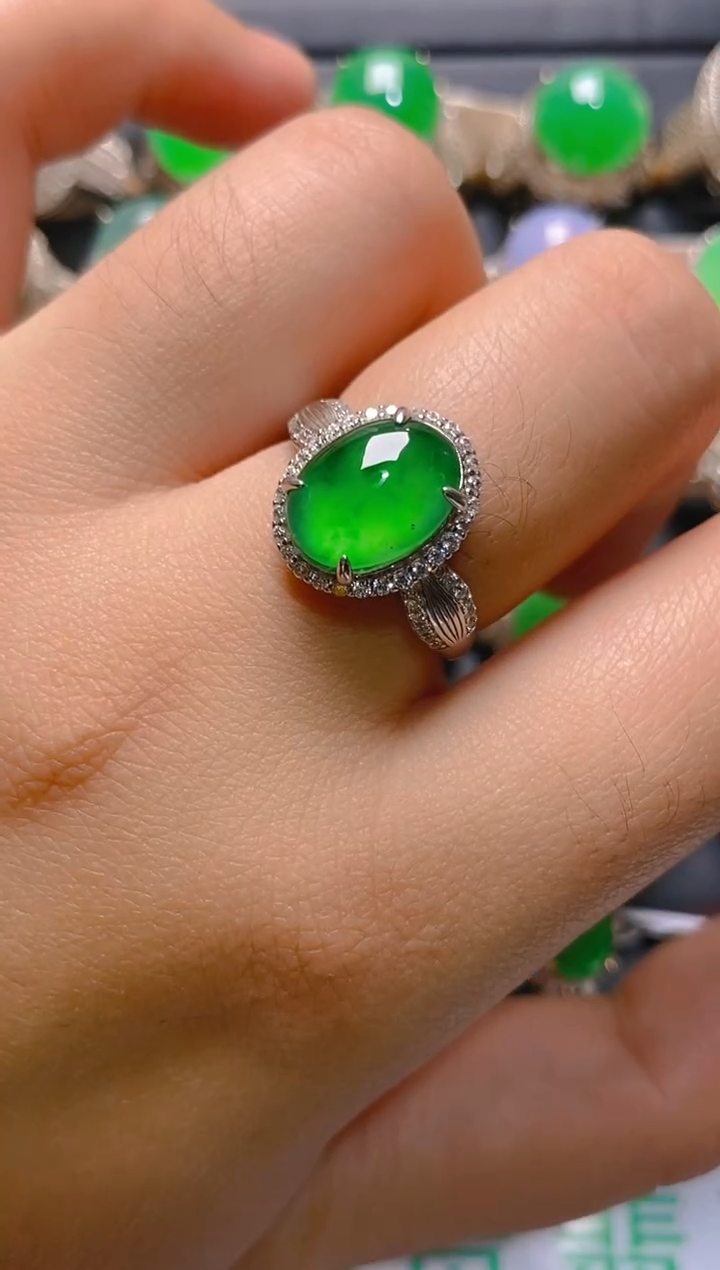 【闪购商品】翡翠耳饰银S925镶嵌天然A货翡翠1