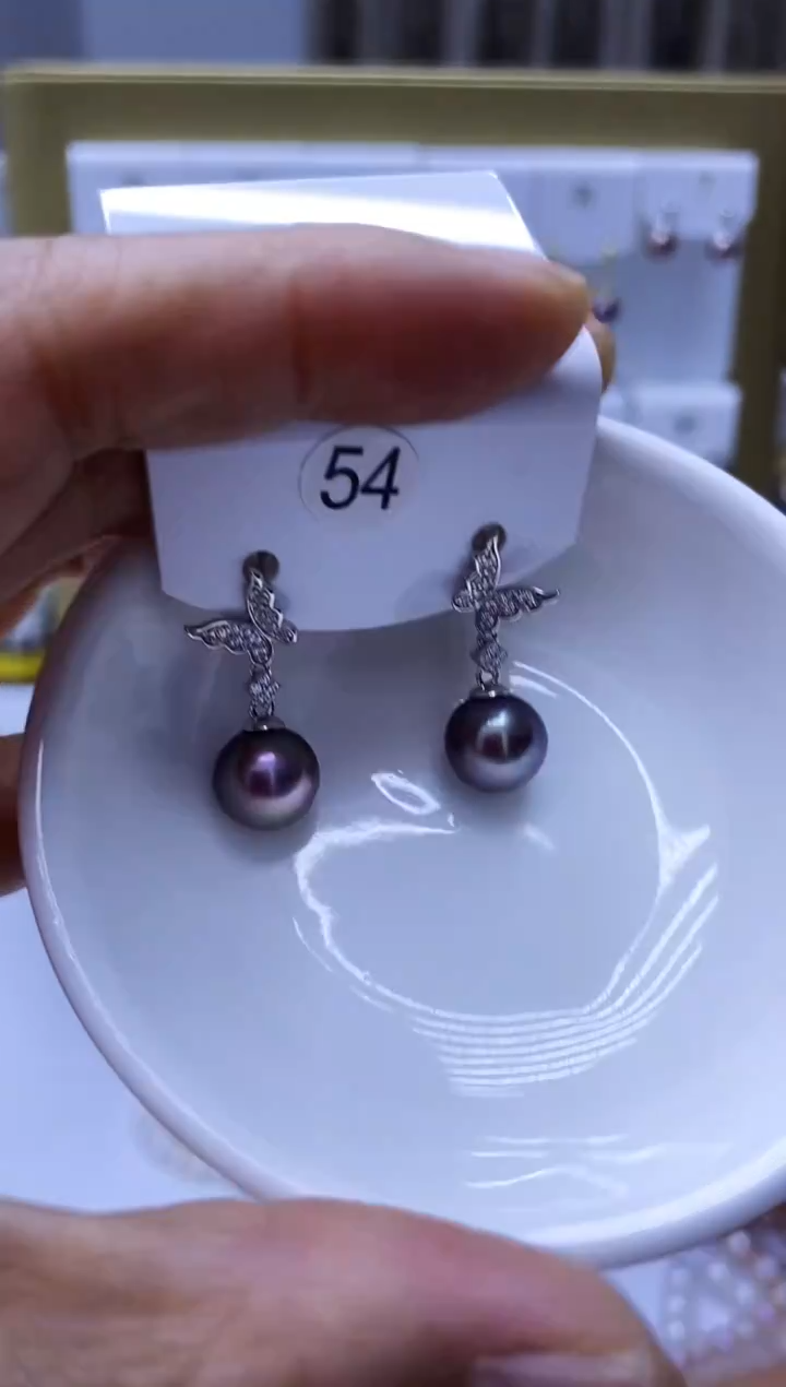 银S925镶嵌耳饰淡水珍珠54