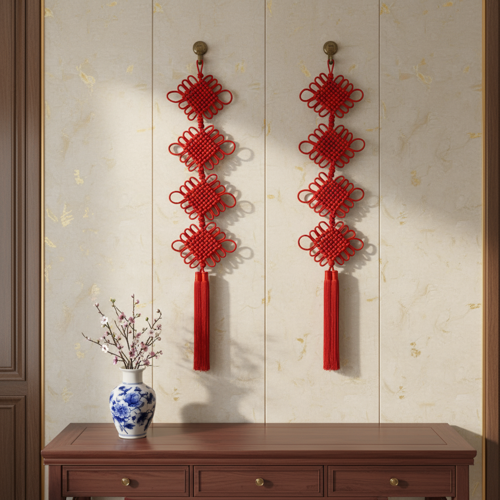 手工编织中国结对联挂件新年喜庆装饰客厅玄关电视背景墙入户大门