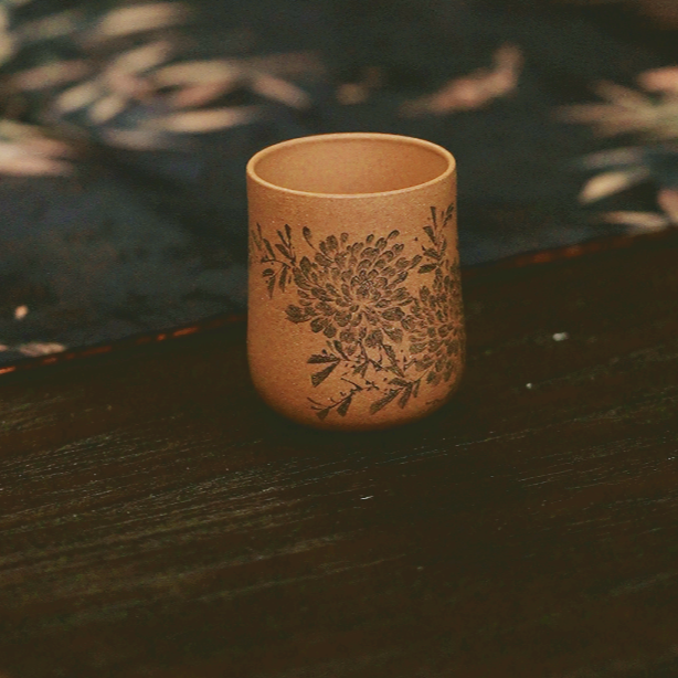 牡丹 老段泥紫砂杯80cc