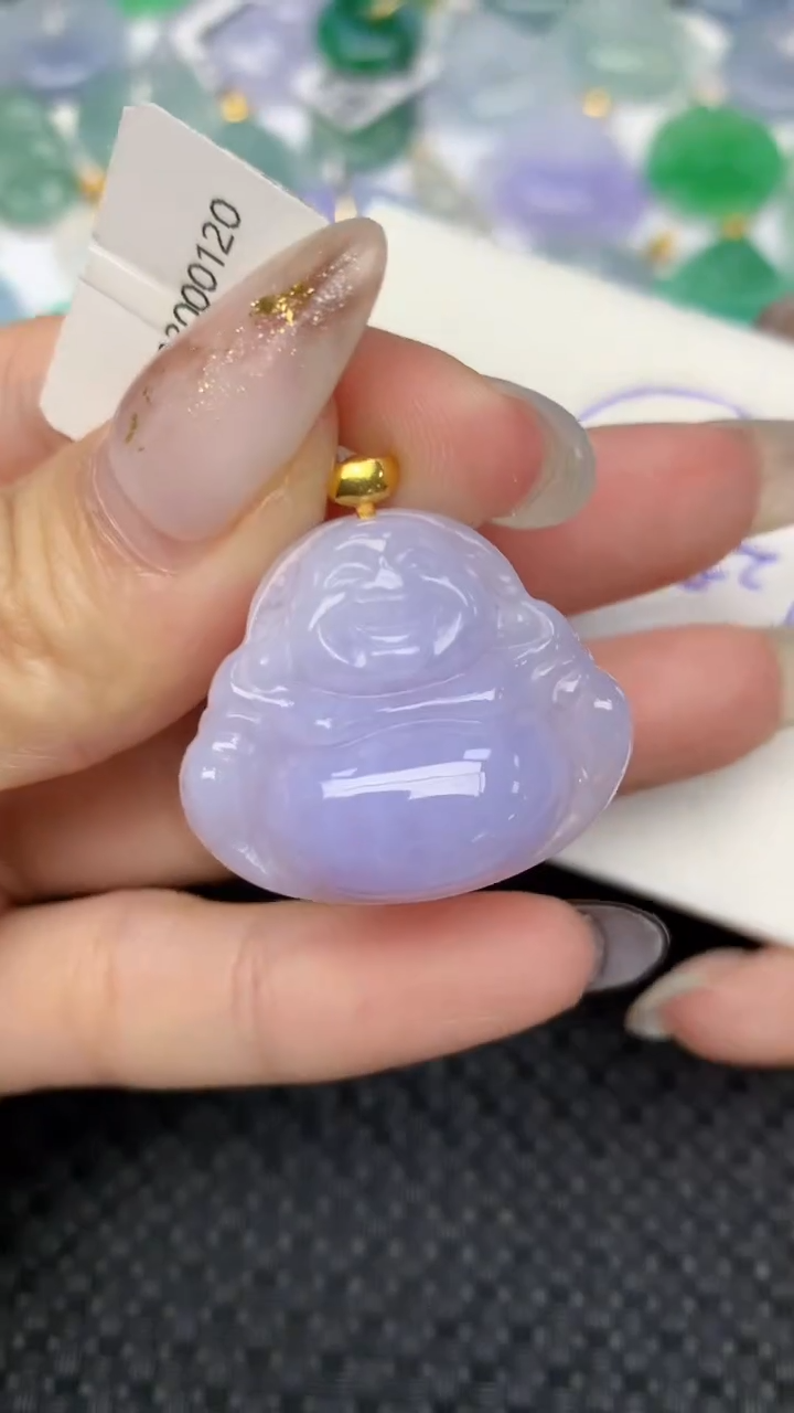 颈饰18K金镶嵌翡翠天然缅甸翡翠a货百元以上9元证书费自理