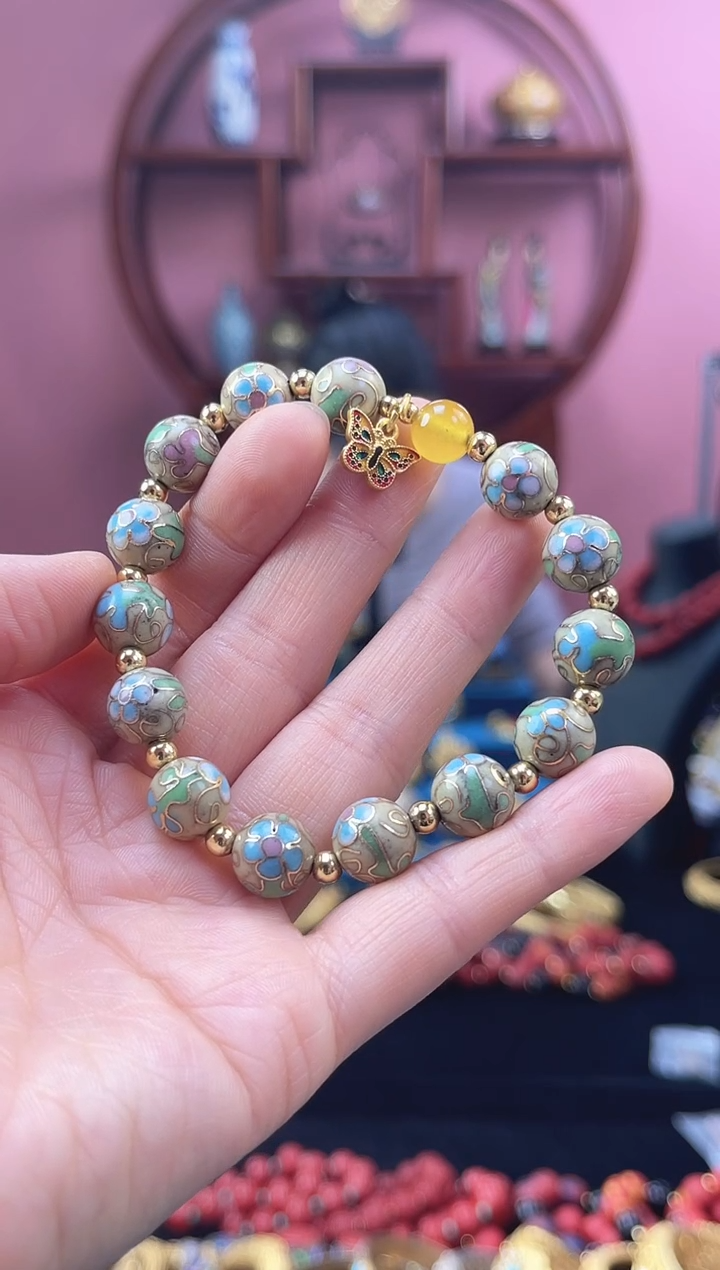 水*子非遗 景泰蓝 工美 手串 1.0米色