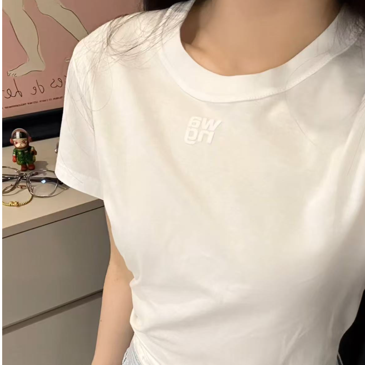 全新未使用  Alexander Wang AW/棉质浸胶徽标T恤/L码