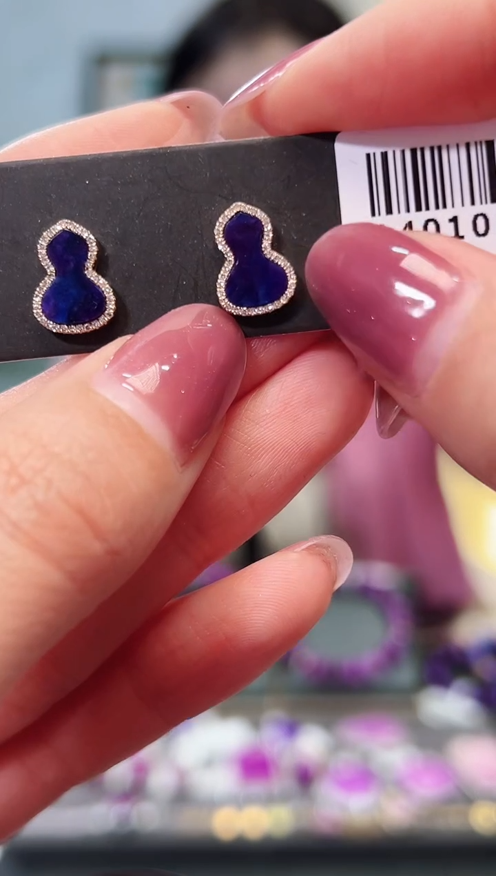 【闪购商品】苏纪石（舒俱来）耳钉18K金镶嵌1