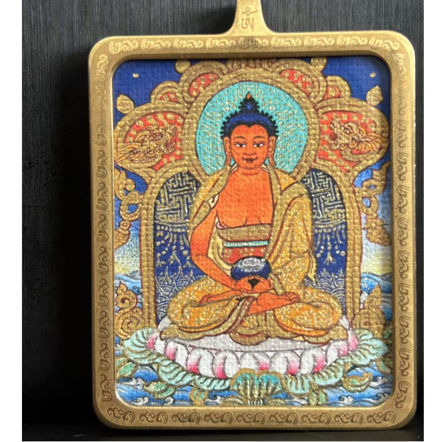 猪 狗 阿弥  唐卡 青海 热贡 画风 吊坠 藏传 唐卡 吊坠         