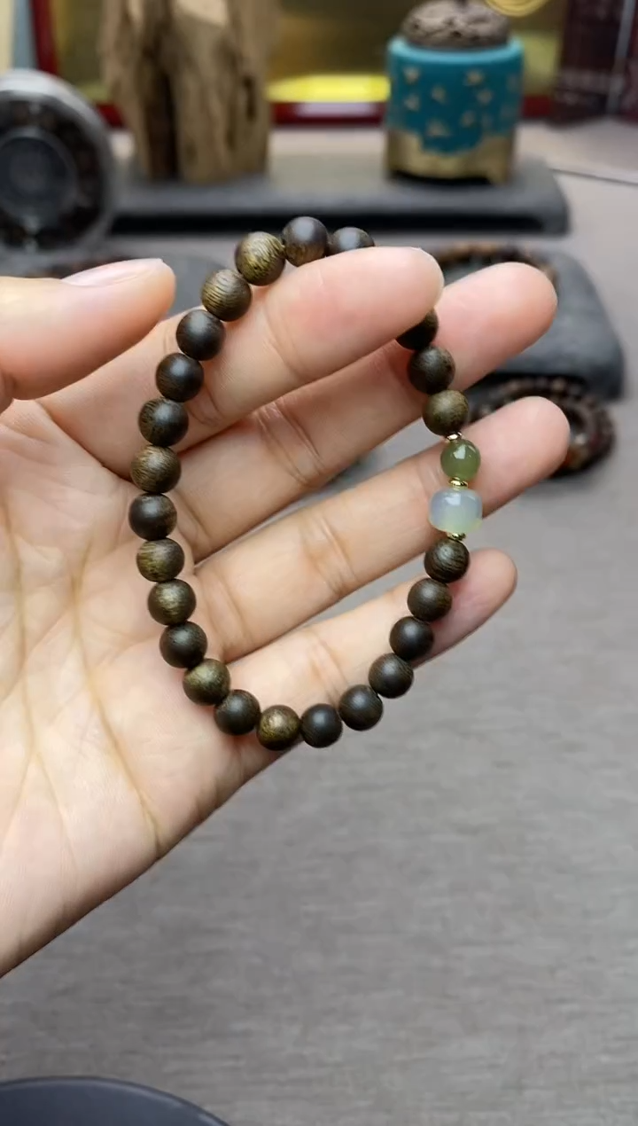 【闪购商品】沉香手串芽庄白棋老料沉水06单圈设计