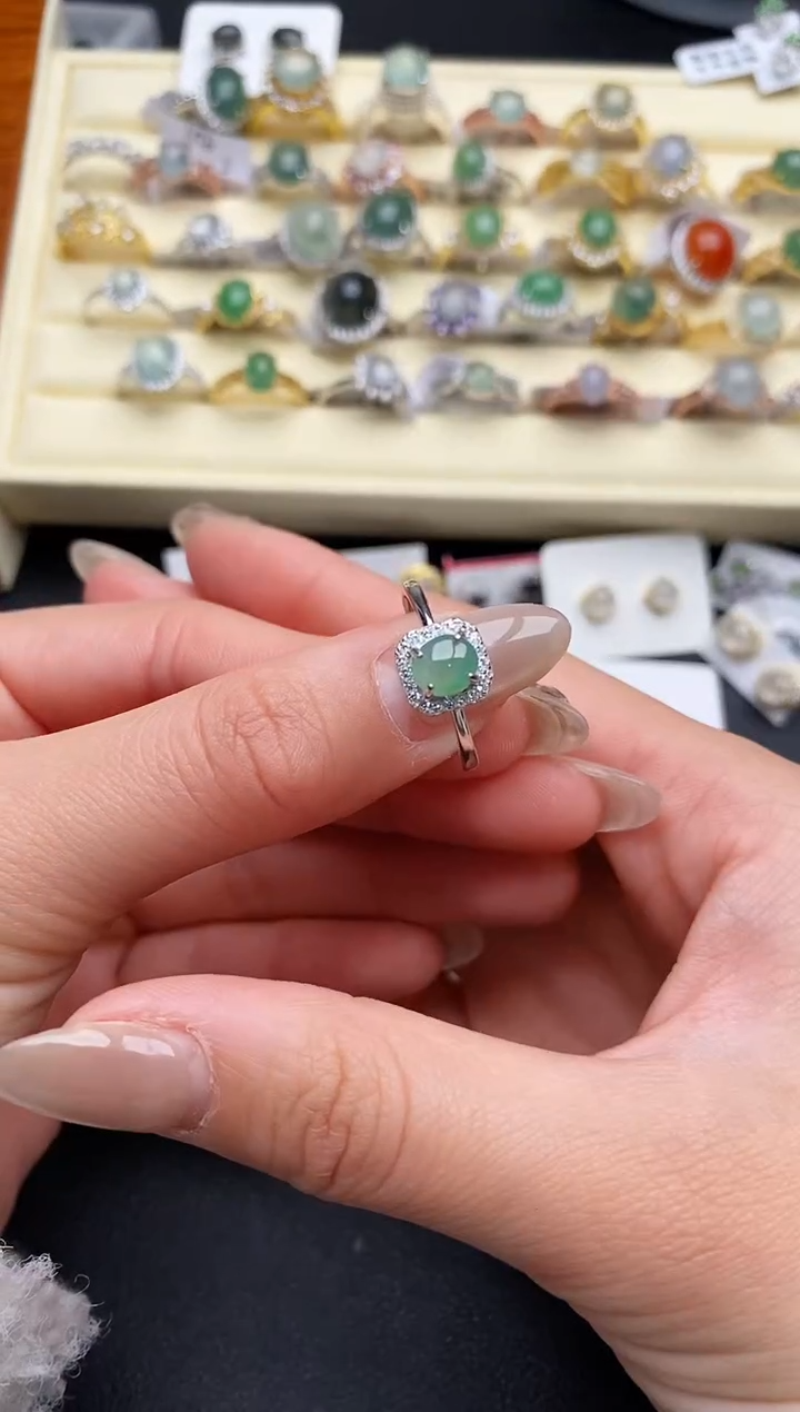 【闪购商品】翡翠戒指银S925镶嵌333333333+1
