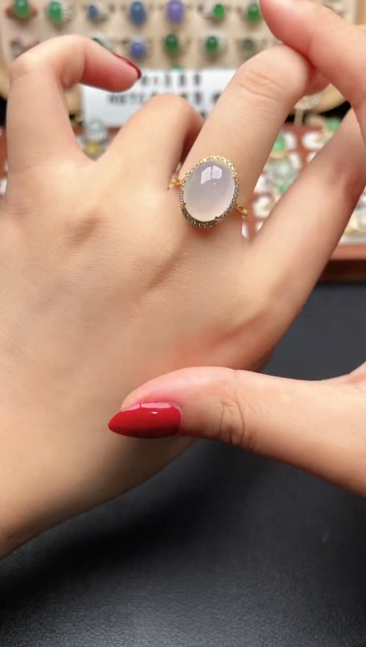 银S925镶嵌戒指翡翠一物一证一礼盒