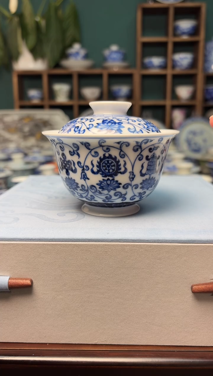 【闪购商品】景德镇柴窑柴烧手工手绘二才盖碗
