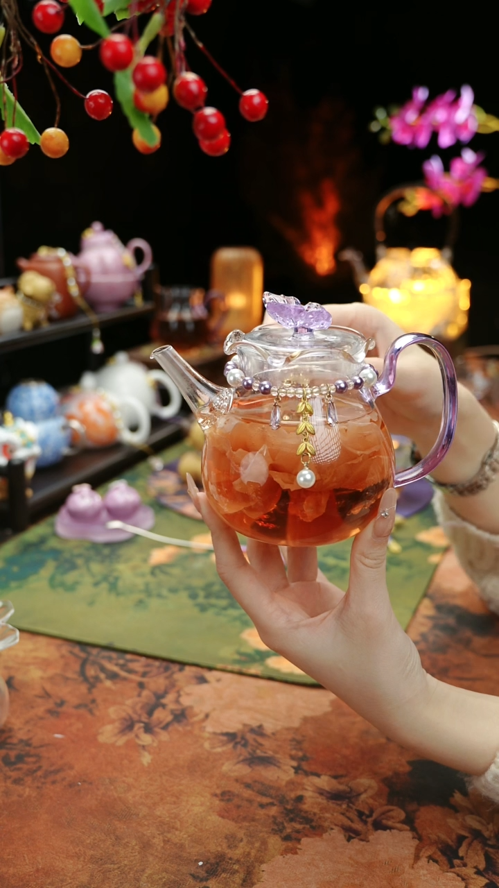 【闪购商品】紫色铃兰花茶壶+链子