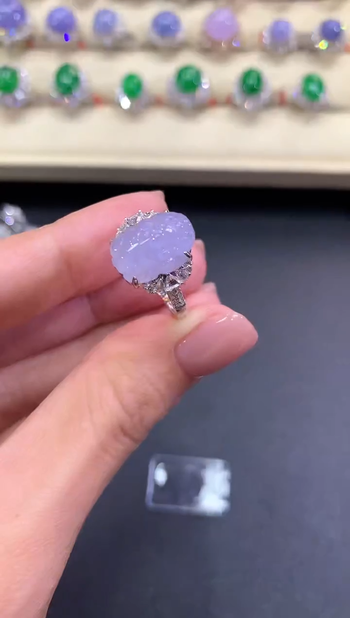 【闪购商品】翡翠戒指18K金镶嵌a133紫货有色差