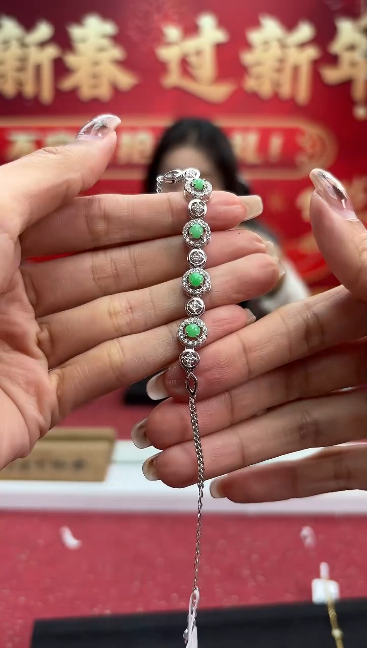 【闪购商品】翡翠手链银S925镶嵌580955