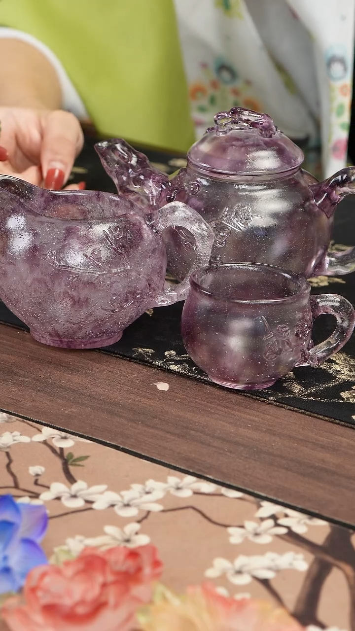 手工艺品琉璃紫色梅花套装