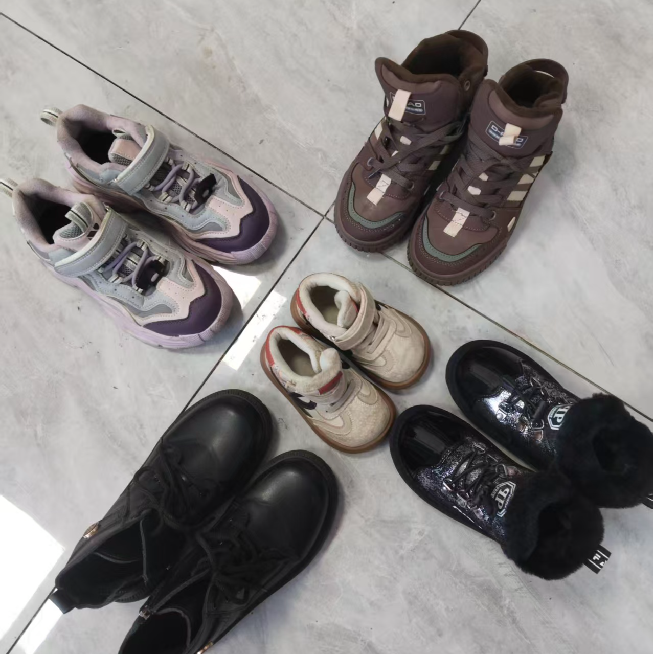 女亮片秋冬修面皮圆头保暖马丁靴加绒棉鞋冬季女士