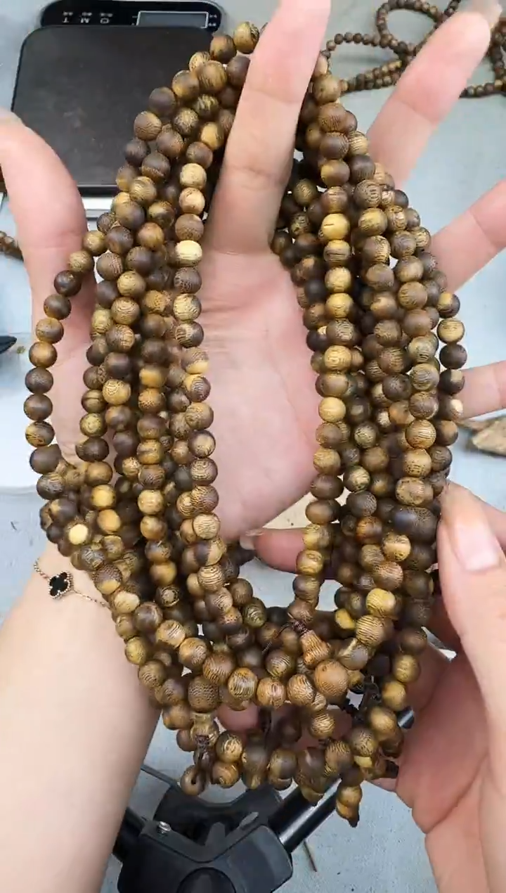 沉香手串0715白棋圆珠多圈多样性发一