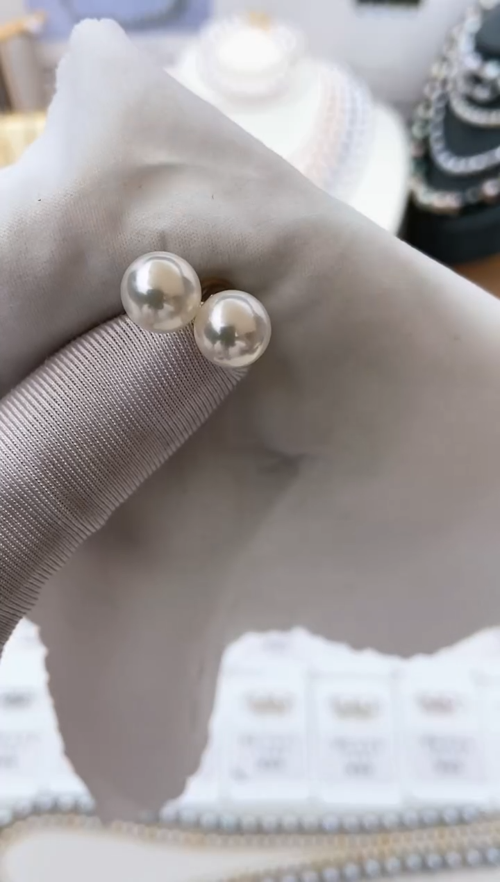 【闪购商品】海水珍珠耳饰18K金镶嵌特选福利8-8.5mm不退不换