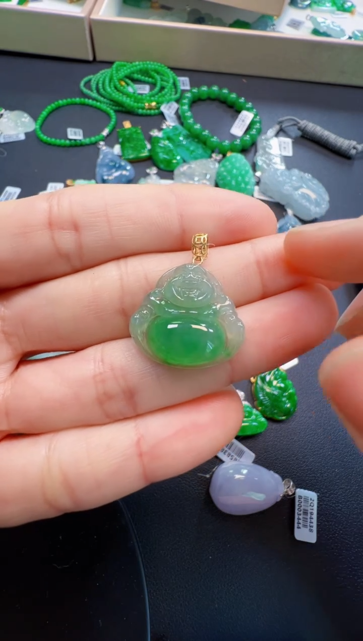 【闪购商品】翡翠吊坠(不含链)18K金镶嵌2380