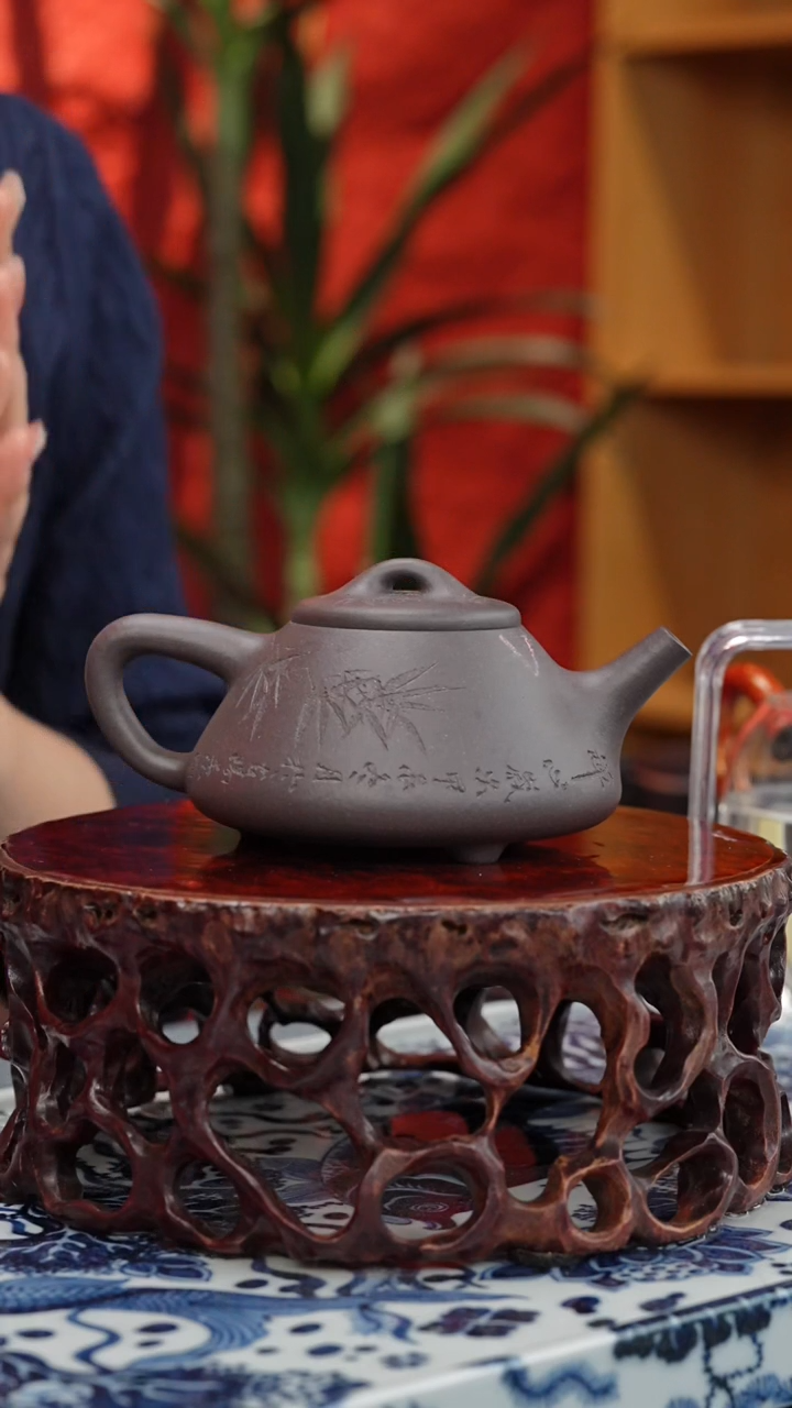 【闪购商品】紫砂茶壶【头哥精选紫砂壶】子冶石瓢天青泥刻绘