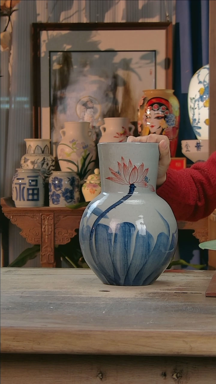 【闪购商品】瓷片景德镇纯手工釉下彩精品花瓶