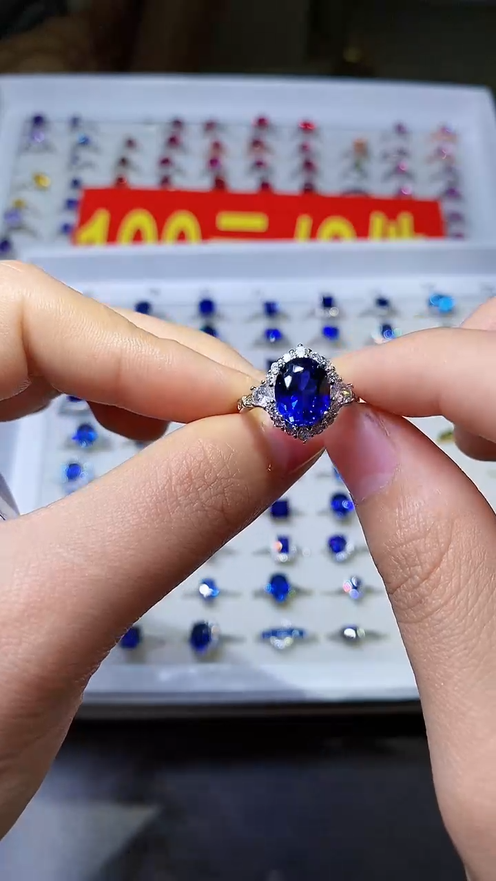 【闪购商品】蓝宝石戒指银S925镶嵌........