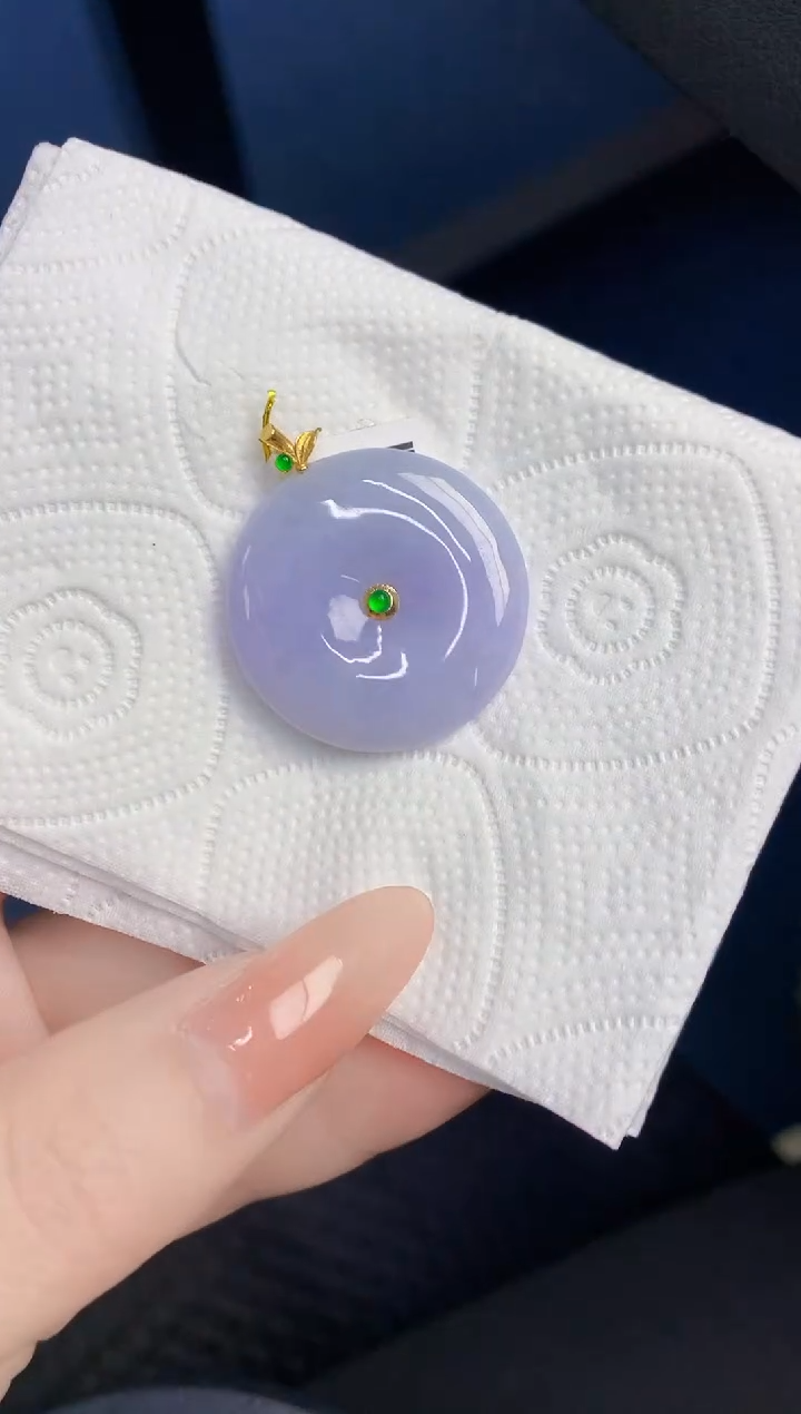 颈饰18K金镶嵌翡翠缅甸天然翡翠A货