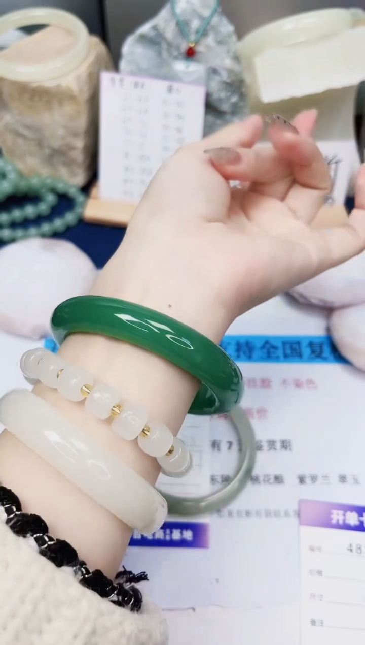 【闪购商品】石英质玉手镯未镶嵌483-东陵玉-圈口58