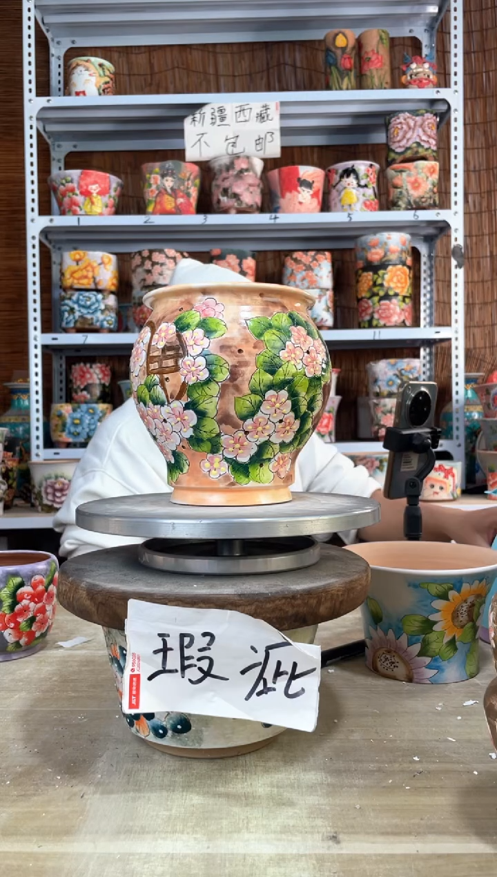 【闪购商品】摆件375陶花岛多肉陶瓷花盆罐——微瑕