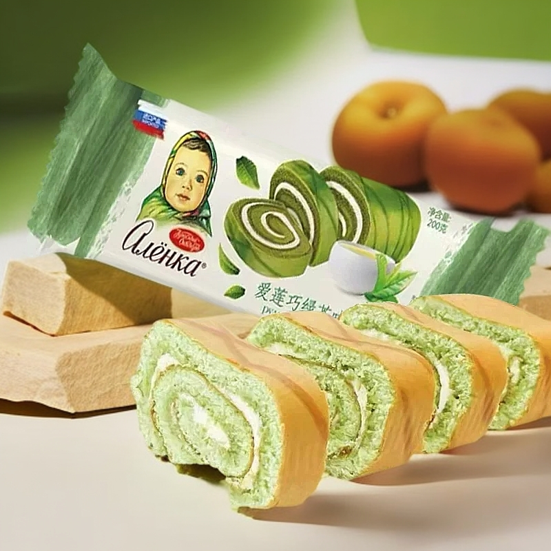 俄罗斯爱莲巧绿茶味蛋糕卷200克