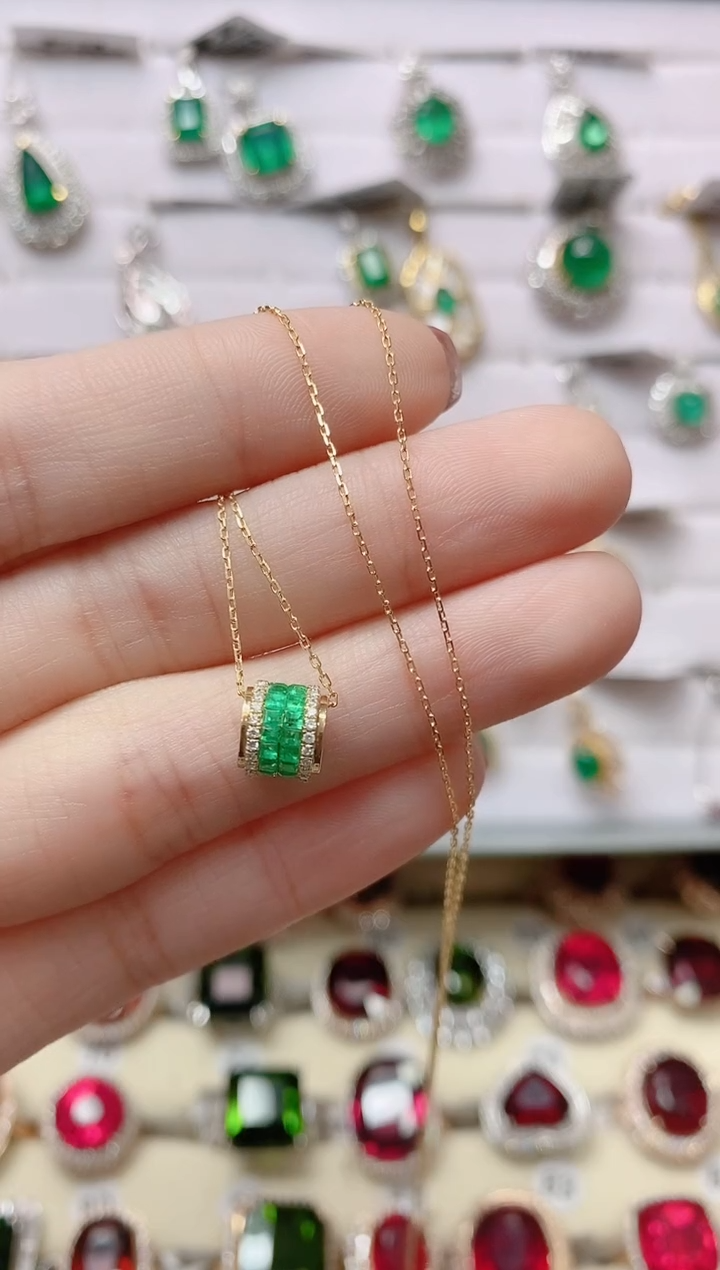 【闪购商品】祖母绿18K金锁骨链18K金镶嵌1