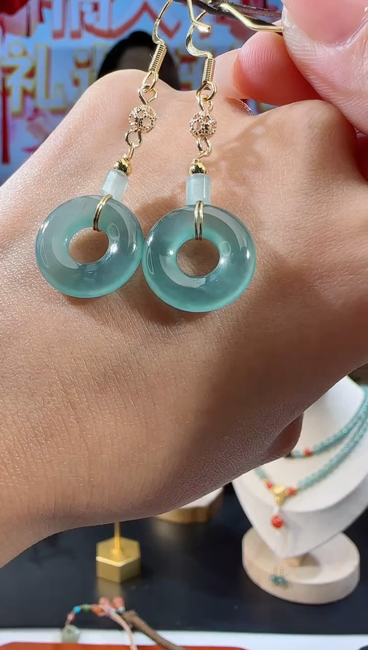 【闪购商品】翡翠耳饰未镶嵌甜甜圈多样性发一