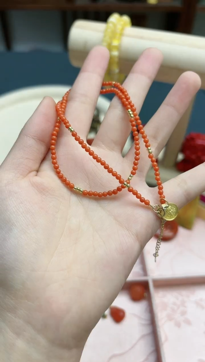 【闪购商品】南红玛瑙项链银S925镶嵌黄财财南红项链*1 YX