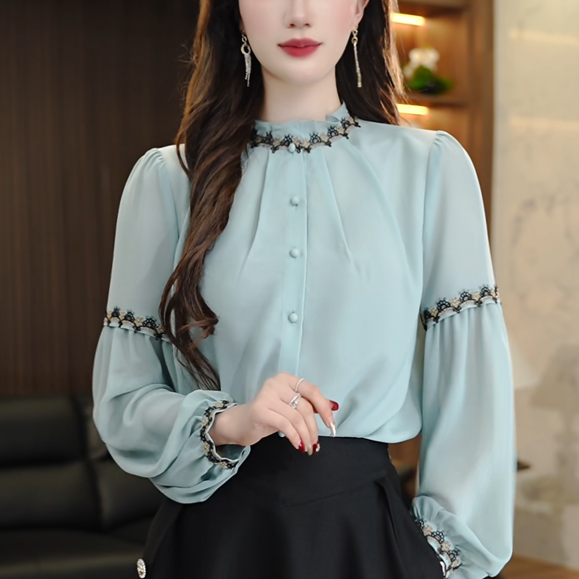 K250116-衬衫女长袖2025春夏新款时尚减龄高端显瘦开衫上衣女