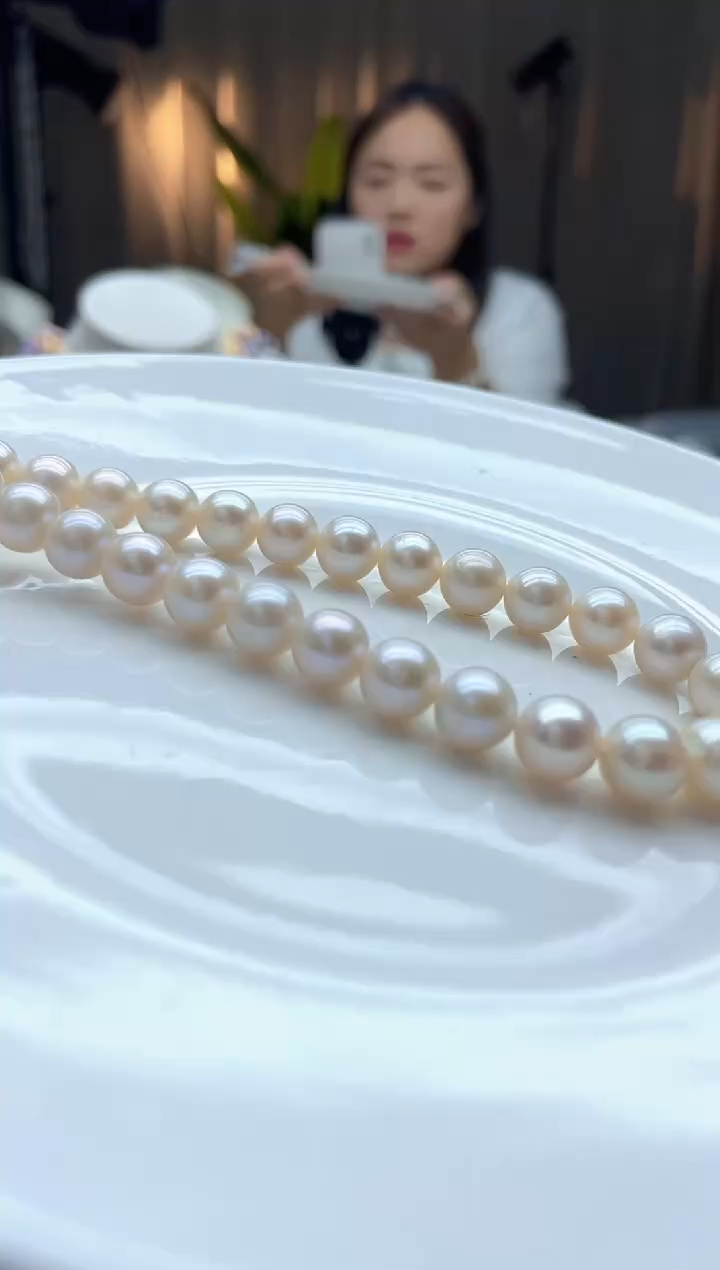 项链未镶嵌淡水珍珠390无9-10mm贵珠全珠项链