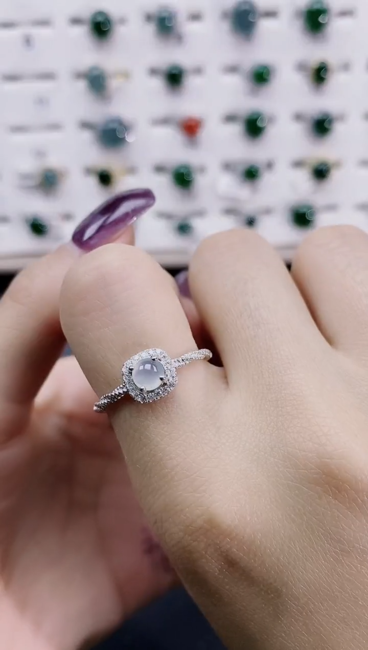 【闪购商品】翡翠戒指银S925镶嵌天然翡翠