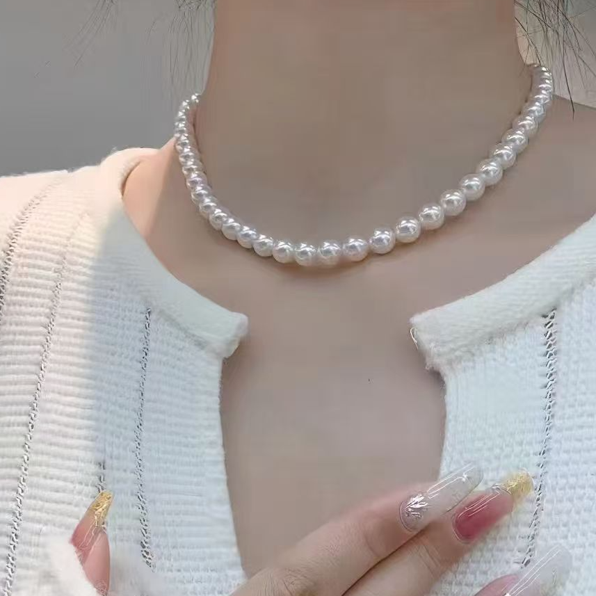 天然淡水珍珠极光AK项链8-9mm
