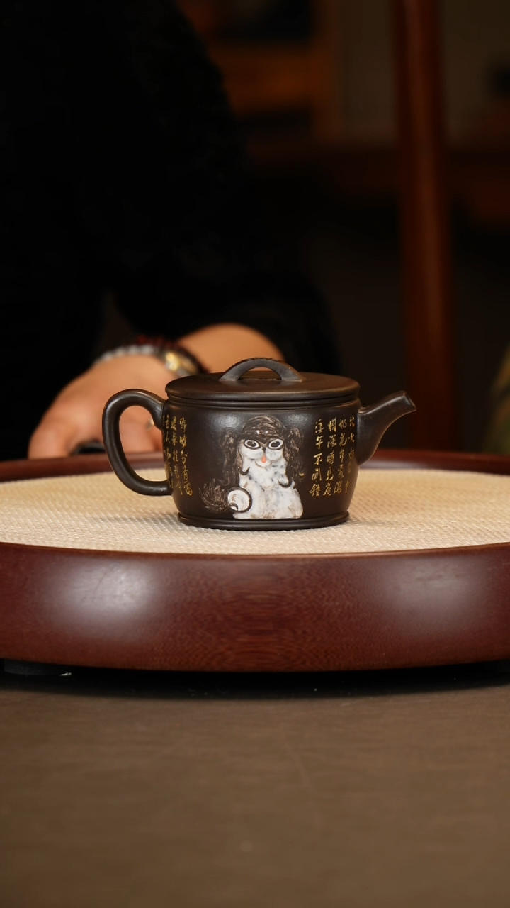 【闪购商品】紫砂茶壶【时顺华】黑朱泥汉瓦 250CC