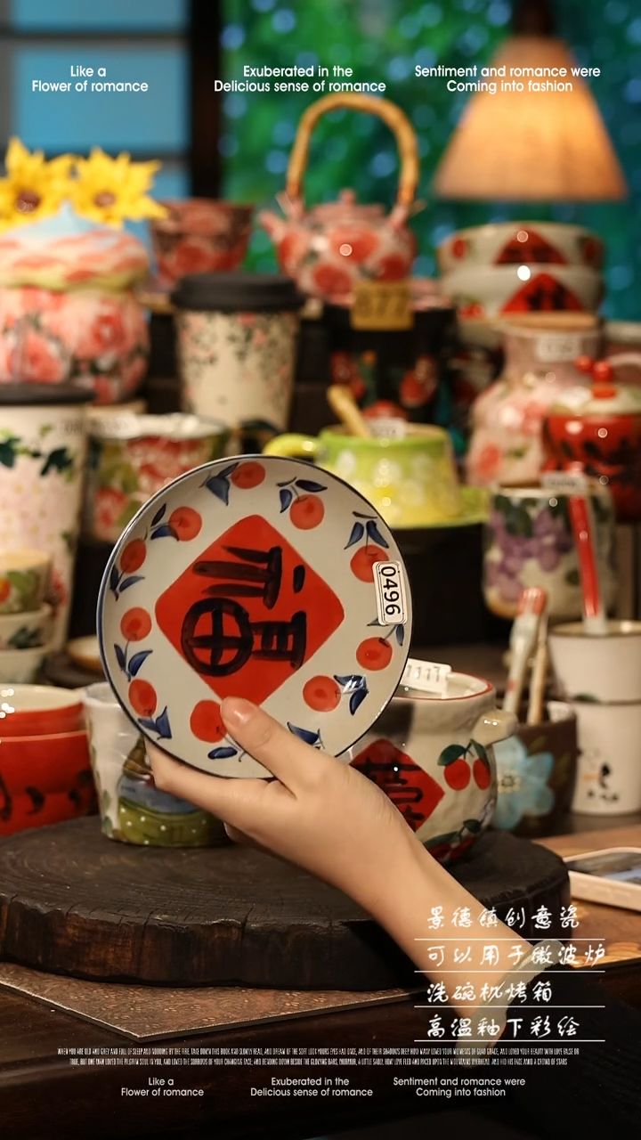 陶瓷景德镇高温釉下彩手工手绘款式@A0496@