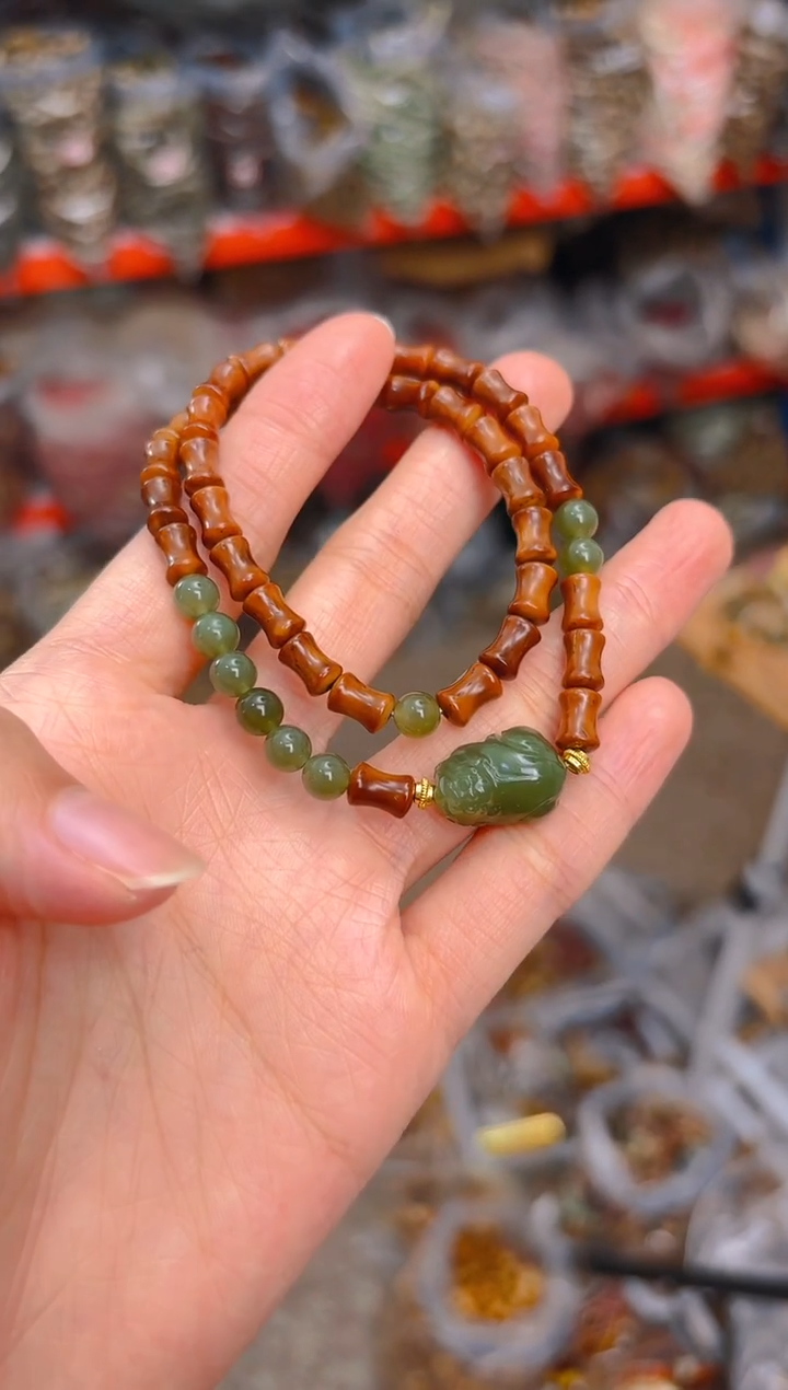 吊坠库克竹节双圈带貔貅