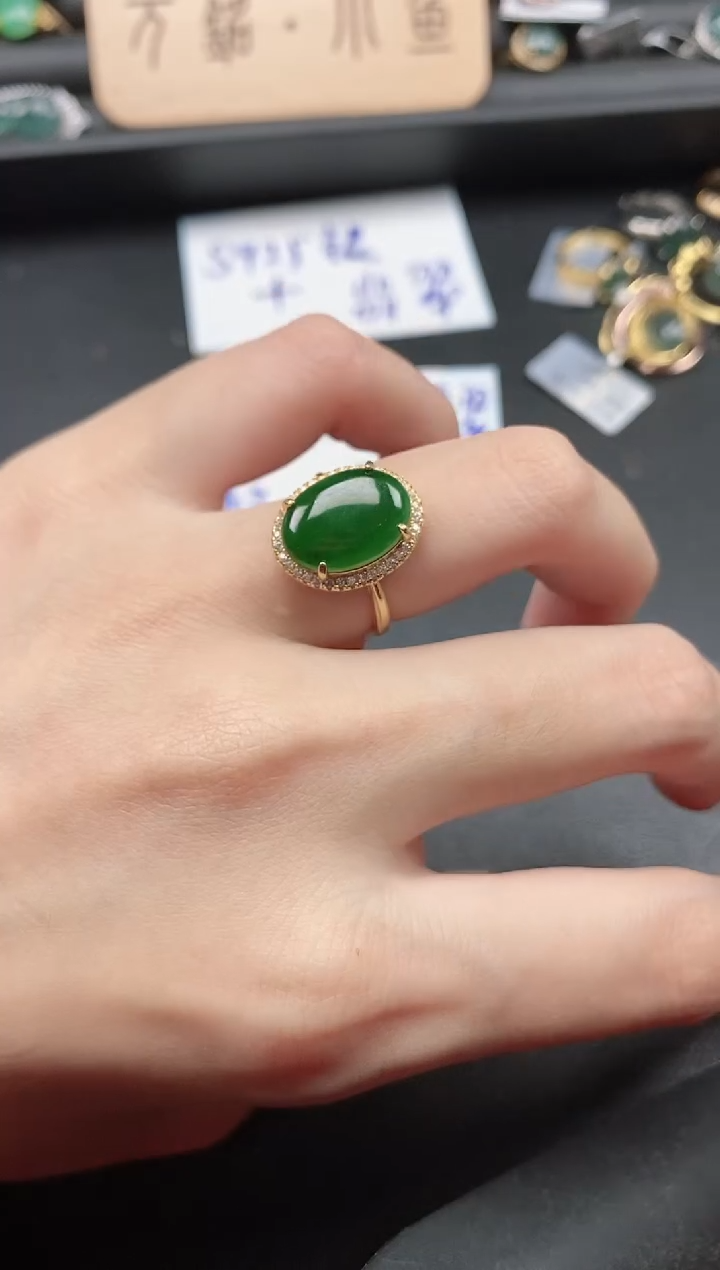 翡翠戒指银S925镶嵌51511
