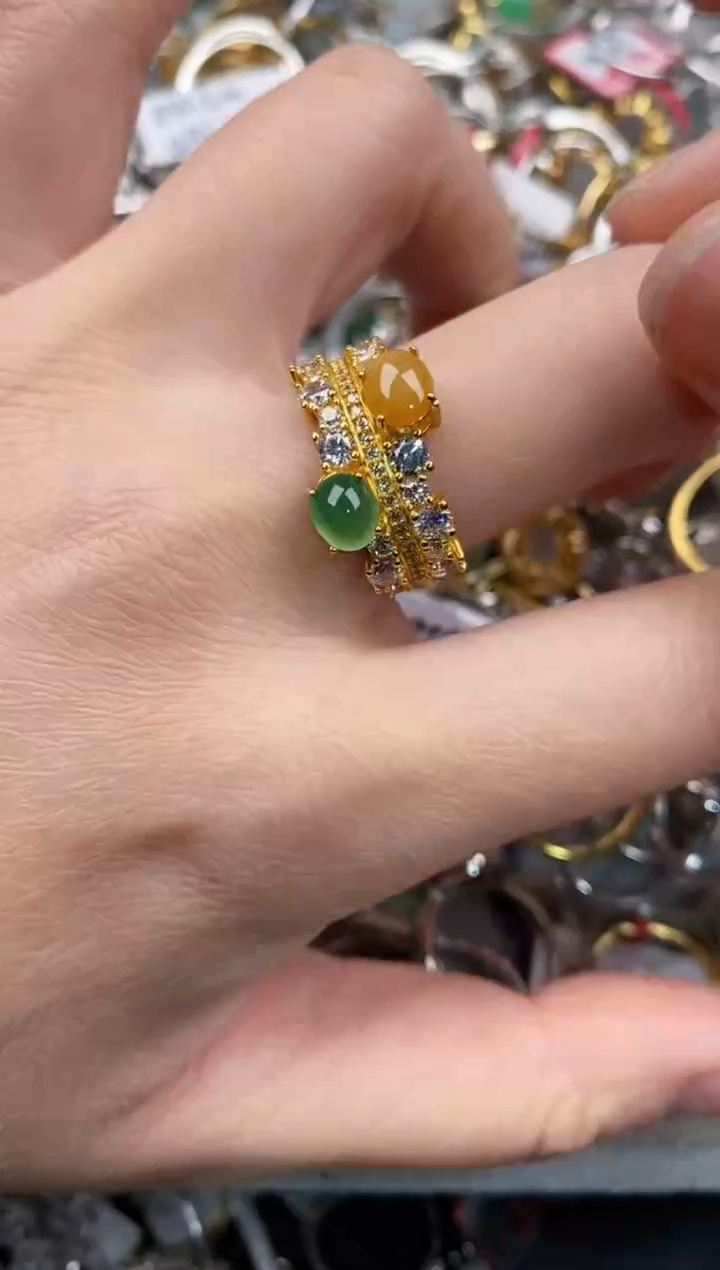 银S925镶嵌戒指翡翠10             7