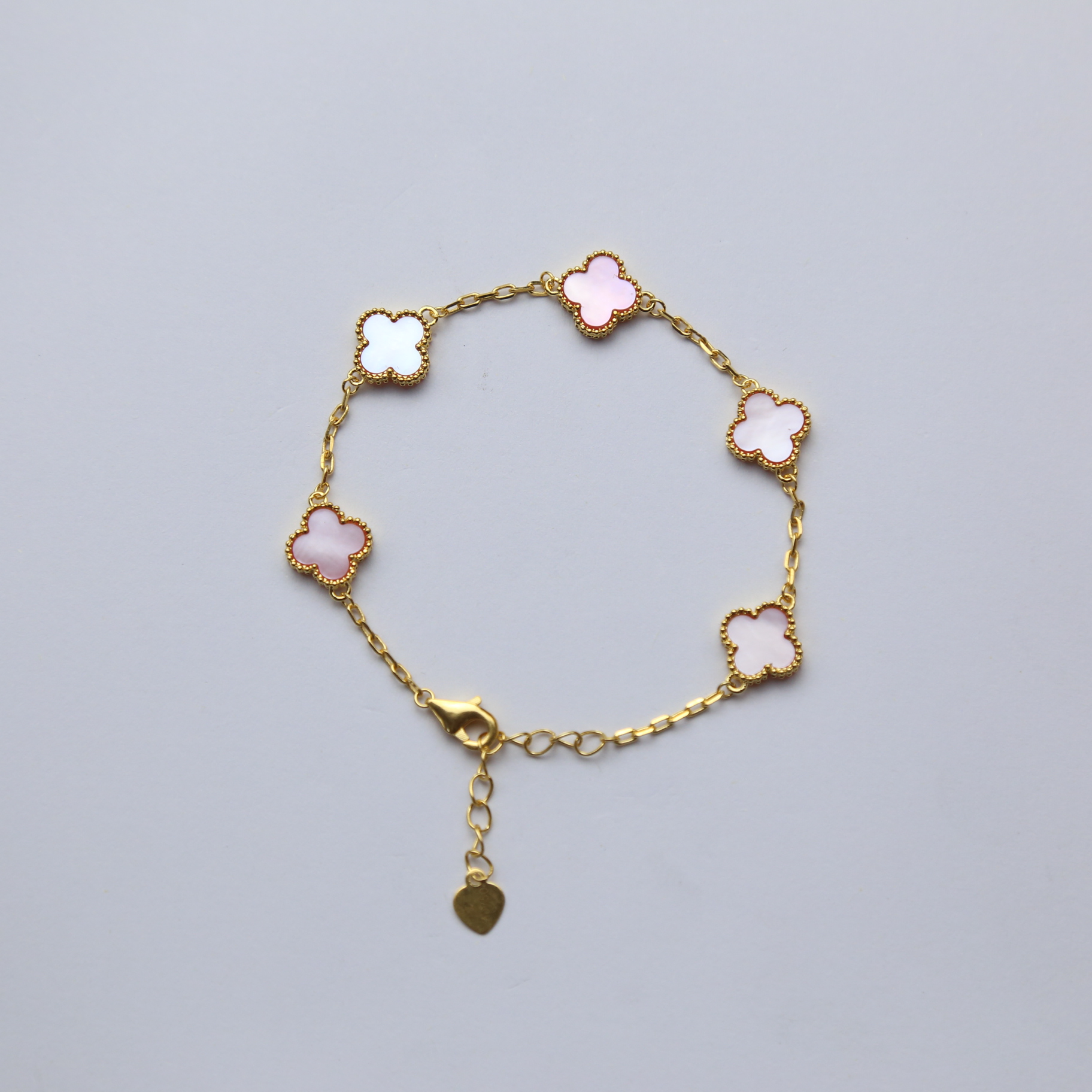 【质检发货】【10mm  小号】l8k 粉色五花手链 D