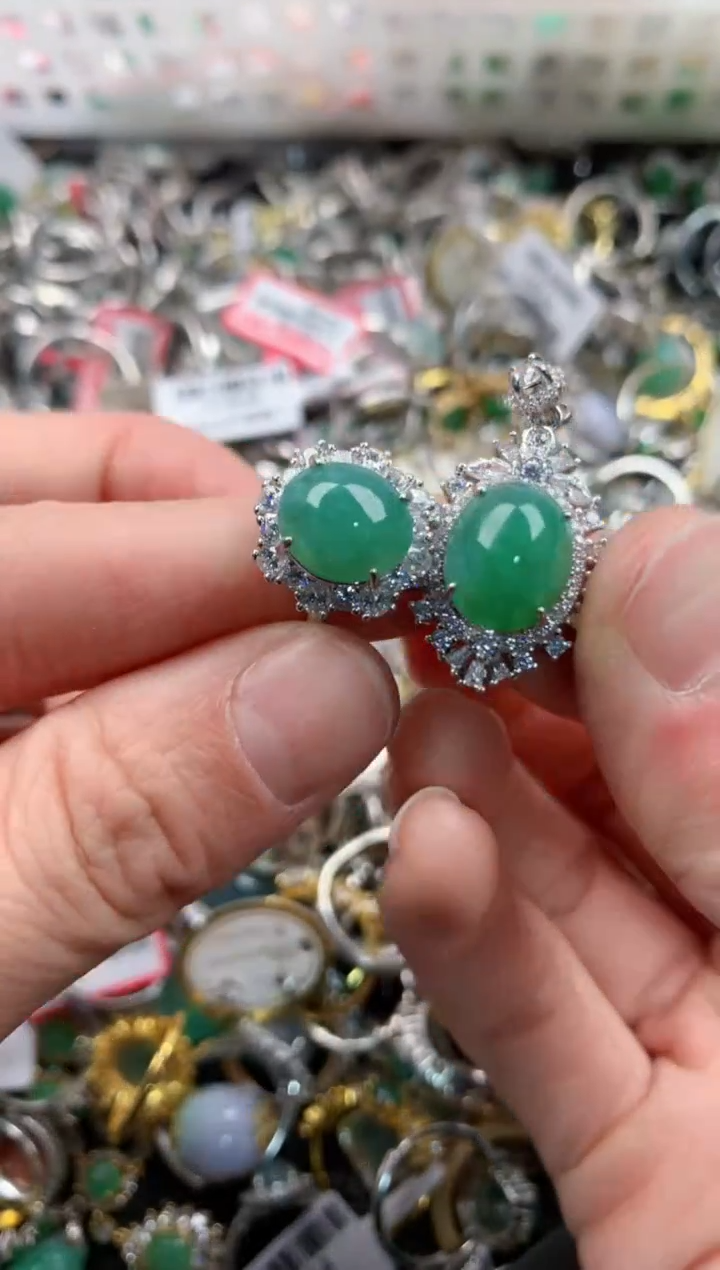 银S925镶嵌戒指翡翠333        1