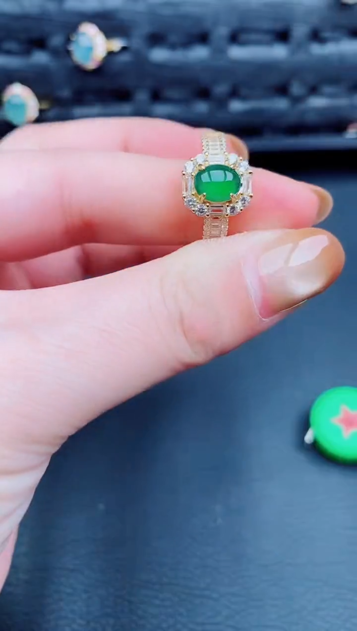 【闪购商品】翡翠戒指银S925镶嵌天然a货翡翠347